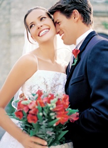 wedding couple white teeth